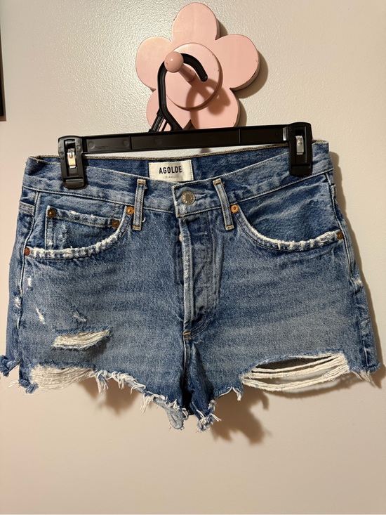 Agolde Pants - Agolde Blue Distressed Cutoff Denim Shorts button fly